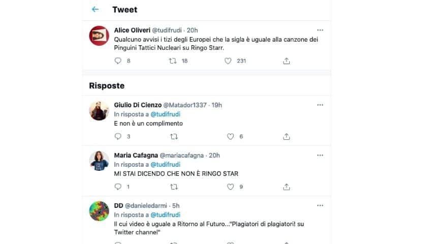 I tweet con le accuse di plagio