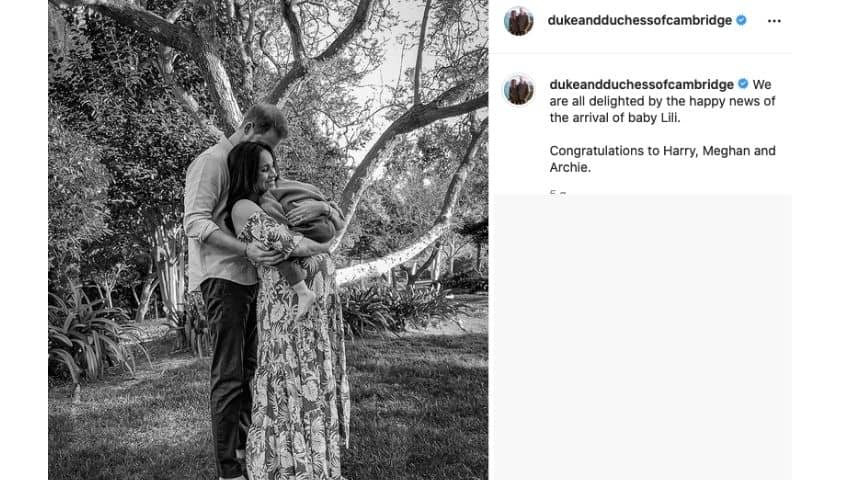 Il post di William e Kate in occasione della nascita della piccola Lilibet Diana