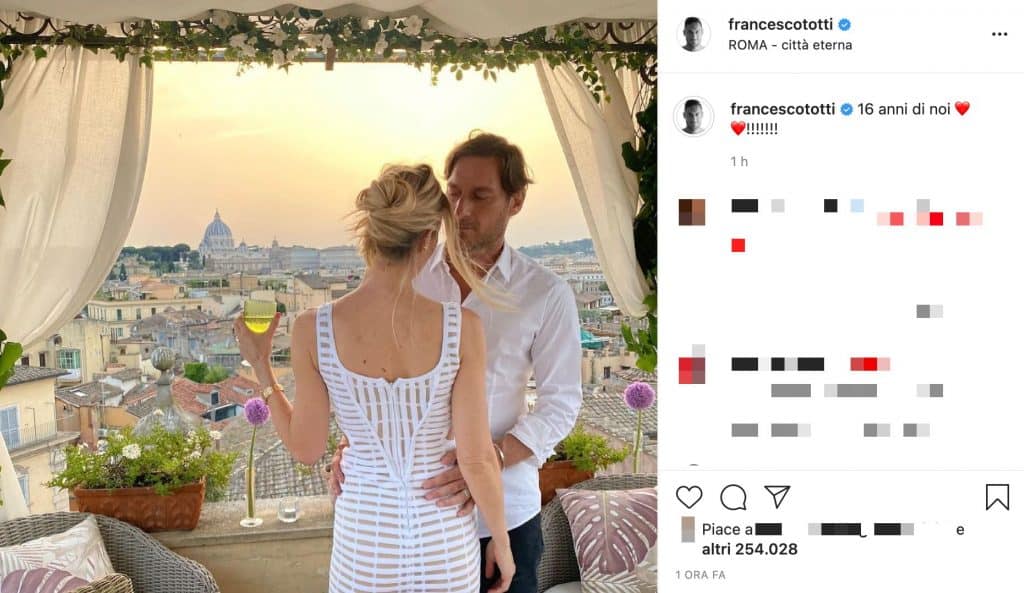 Il post su Instagram di Francesco Totti