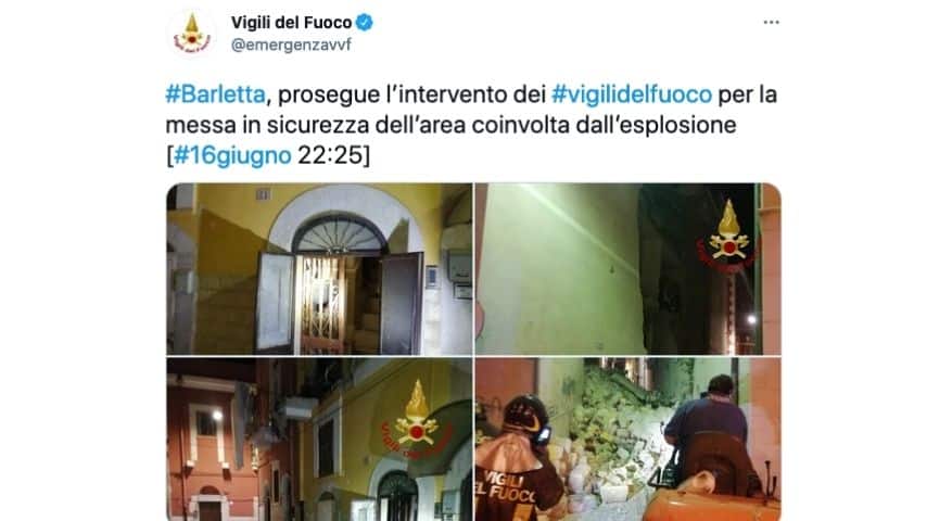 Le immagini della palazzina crollata a Barletta