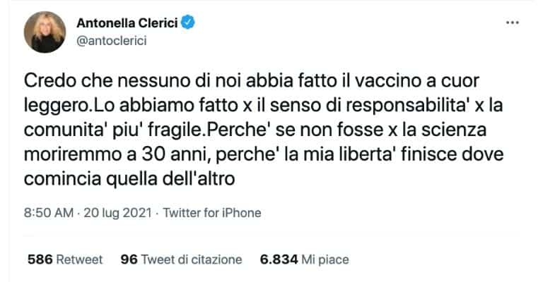 Antonella Clerici tweet