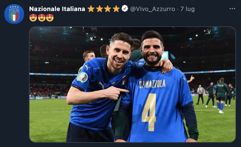 Insigne con la maglia di Spinazzola