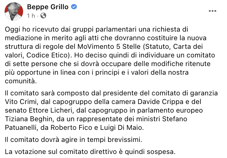 Il post di Beppe Grillo