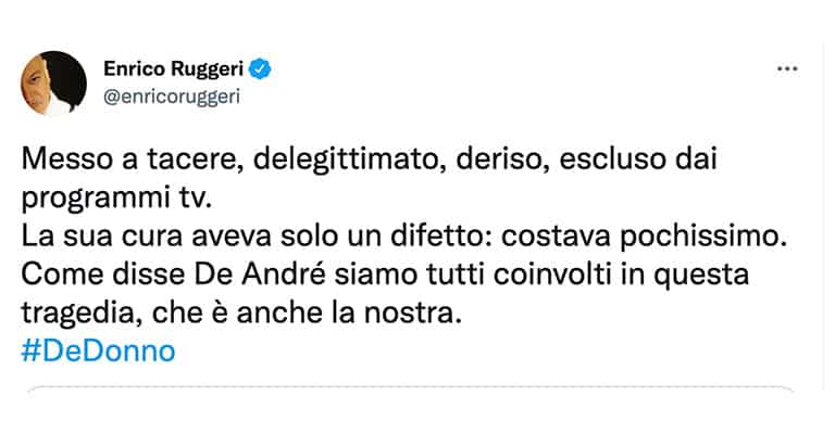 Tweet di Enrico Ruggeri