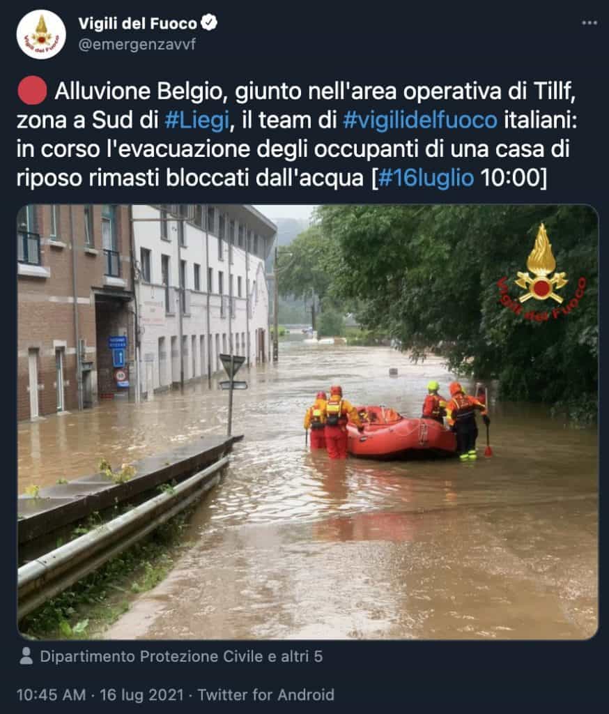 Tweet dei Vigili del Fuoco