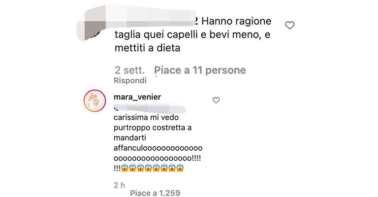Commenti Instagram di Mara Venier