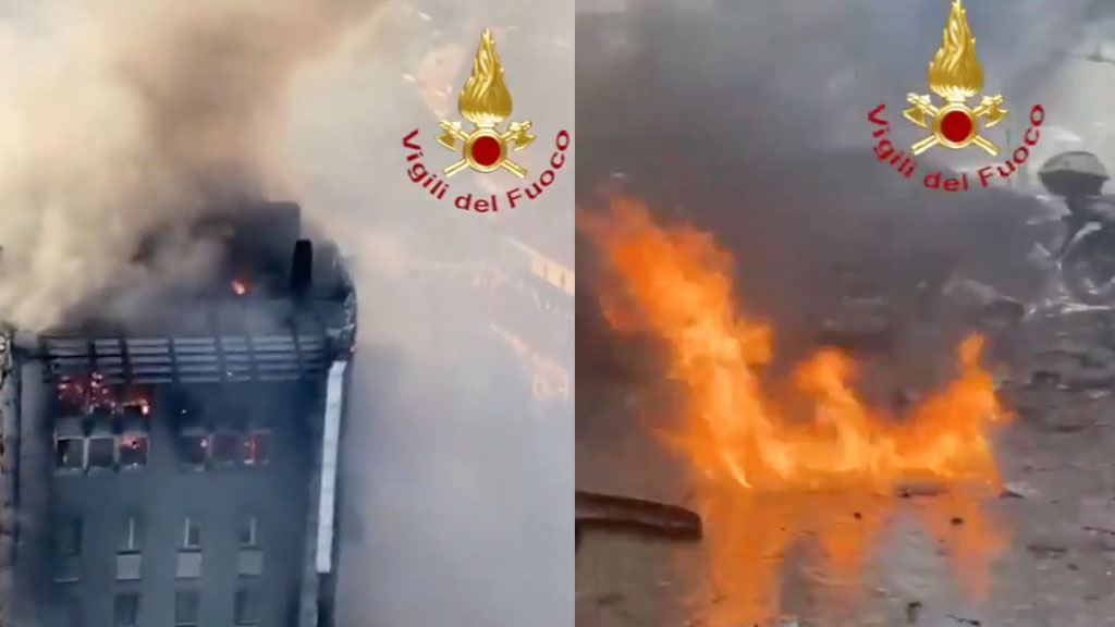 Incendio di un palazzo a Milano: il video