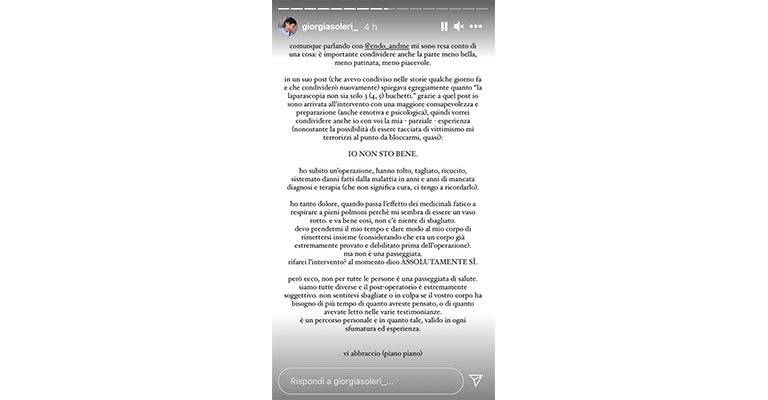 Instagram Story di Giorgia Soleri