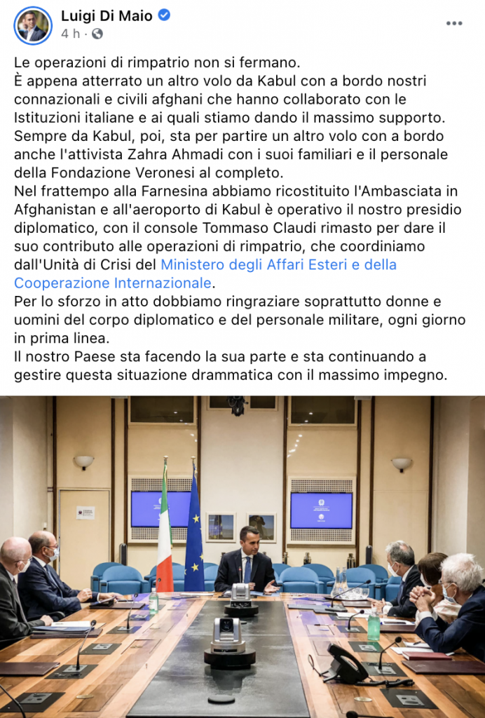 Post Facebook di Luigi Di Maio