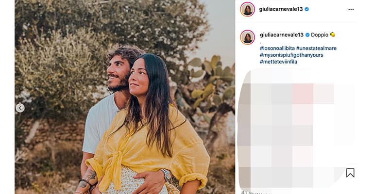 Post di Giulia Carnevale sulla gravidanza, Instagram