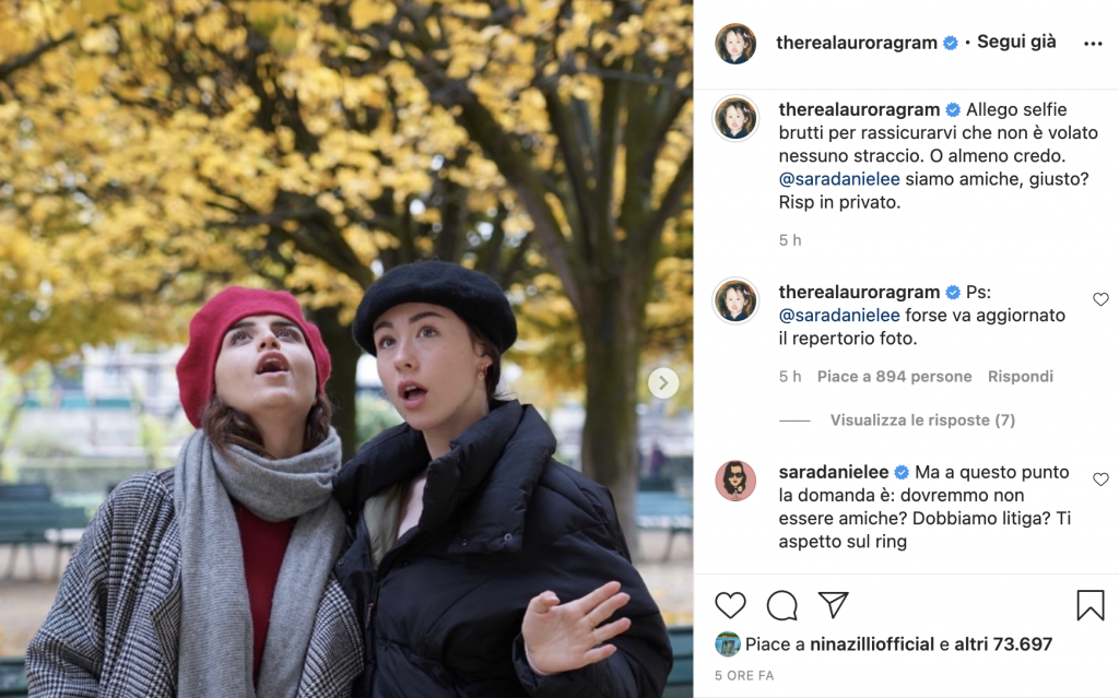 Post Instagram di Aurora Ramazzotti