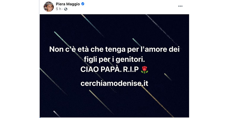 Post di Piera Maggio su Facebook