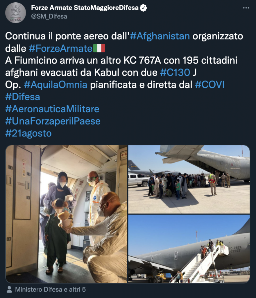 Tweet dello Stato Maggiore della Difesa