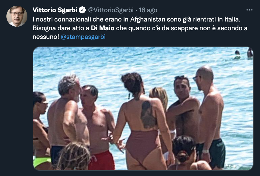 Tweet di Vittorio Sgarbi