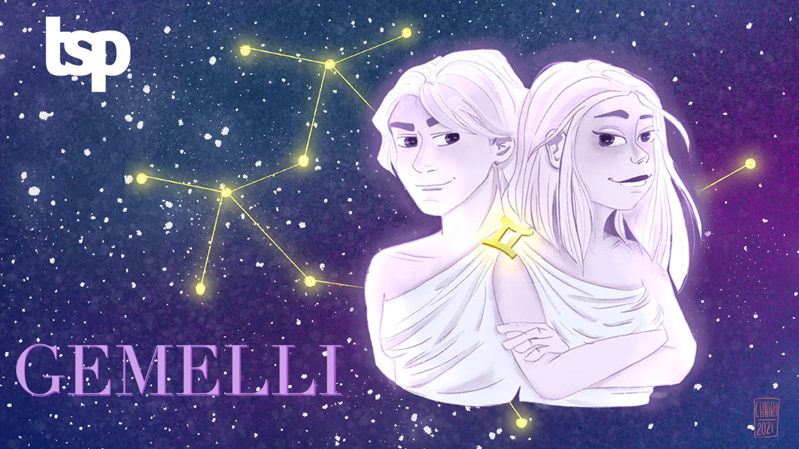 Gemelli: segno zodiacale. Illustrazione di Chiara Rocchi