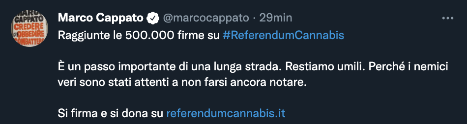 Tweet di Marco Cappato