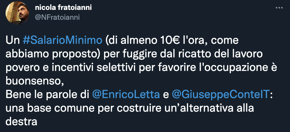 Tweet di Nicola Fratoianni