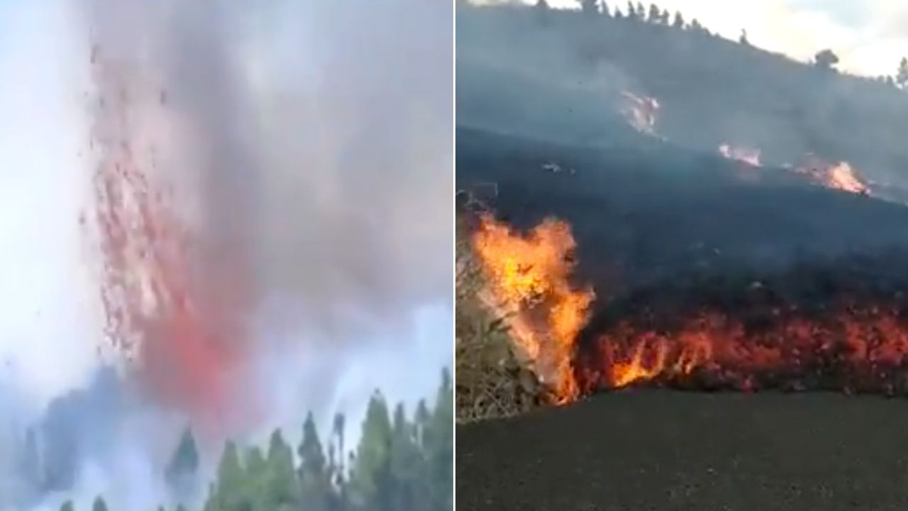 immagini e video dell'eruzione del vulcano cumbre vieja