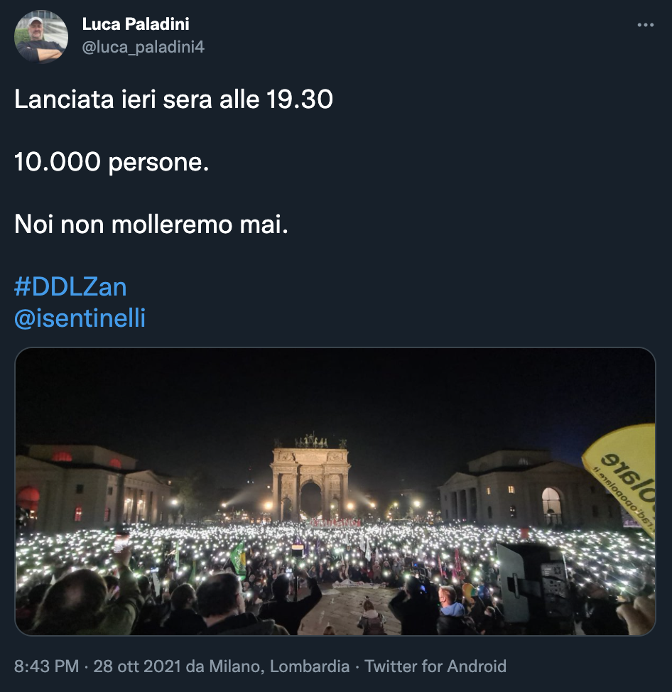 Il tweet di Luca Paladini