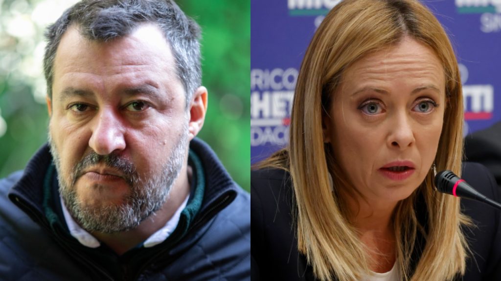 Matteo Salvini e Giorgia Meloni parlano dopo i risultati dei ballottaggi tra Roma, Torino e Trieste Matteo Salvini e Giorgia Meloni parlano dopo i risultati dei ballottaggi tra Roma, Torino e Trieste