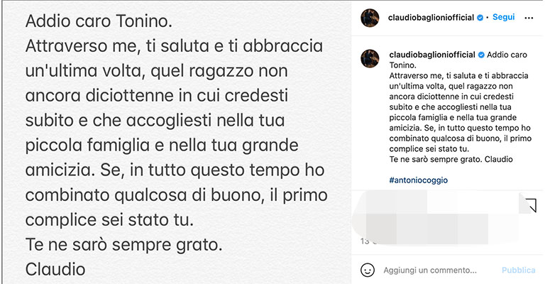 Post di Claudio Baglioni su Instagram