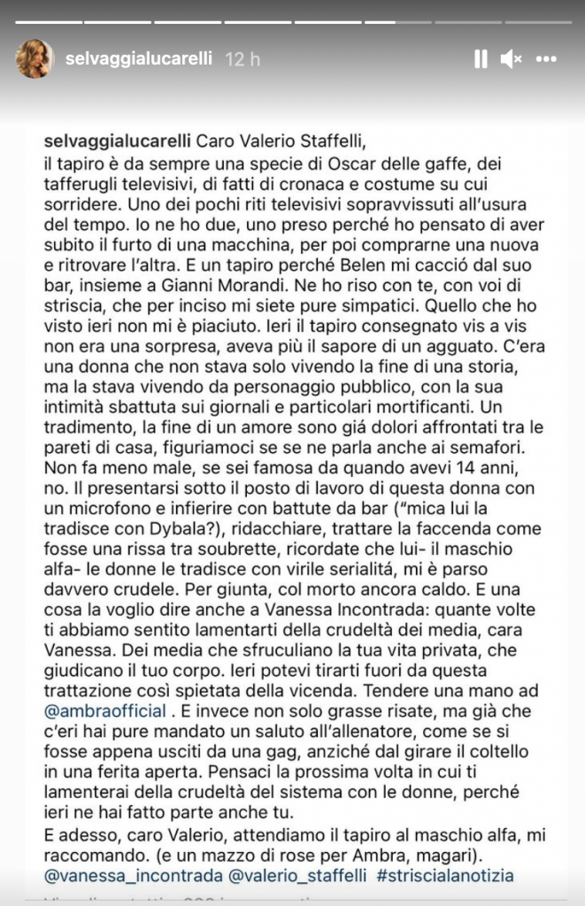 Storia Instagram di Selvaggia Lucarelli