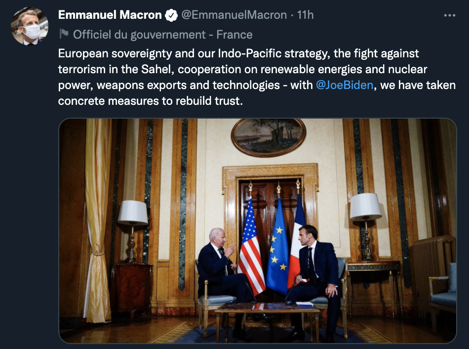 Tweet del presidente Emmanuel Macron