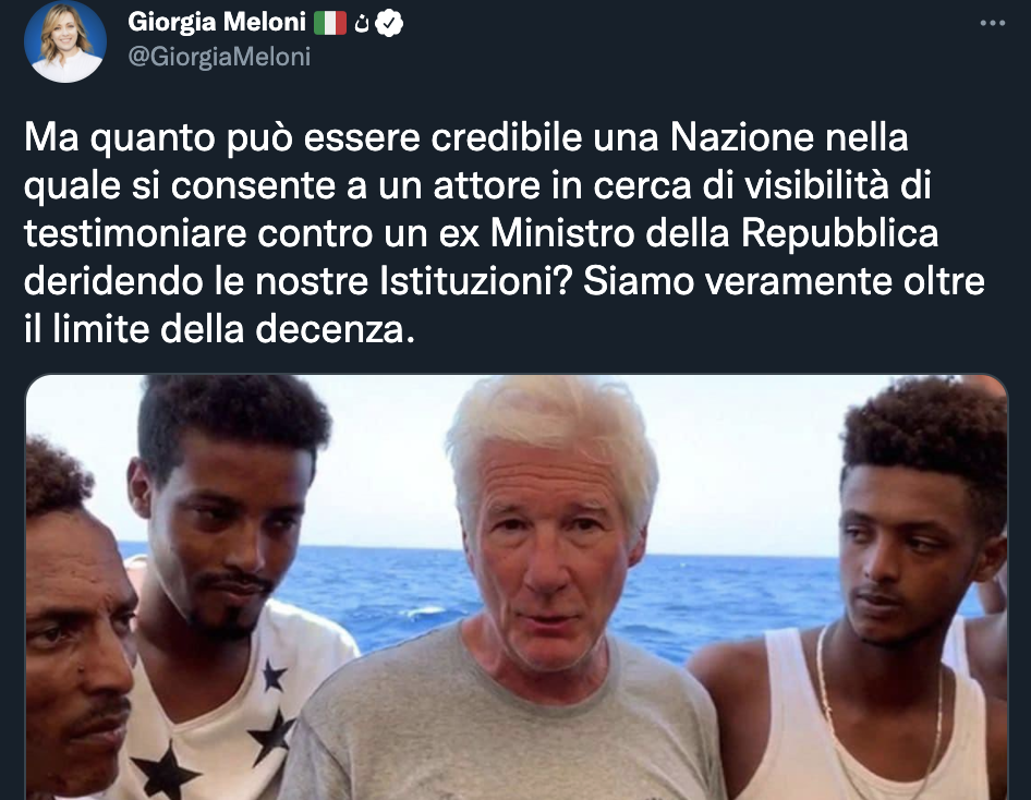 Tweet di Giorgia Meloni