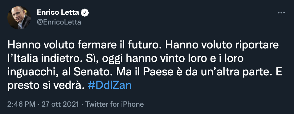 Tweet di Letta