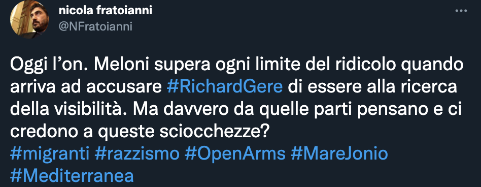 Tweet di Nicola Fratoianni