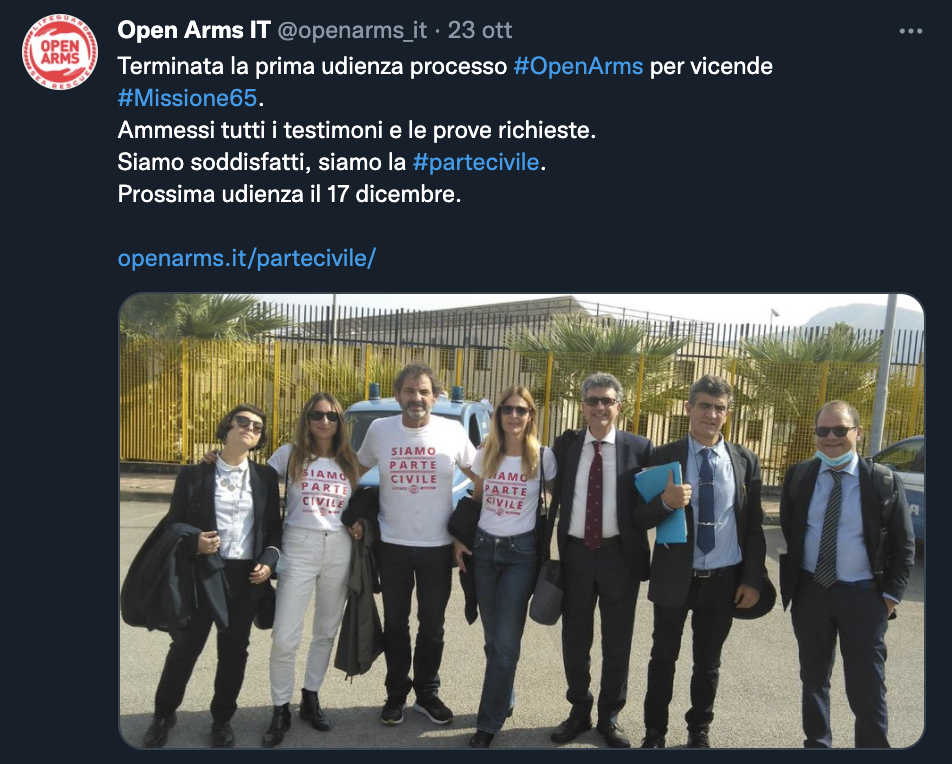 Tweet di Open Arms