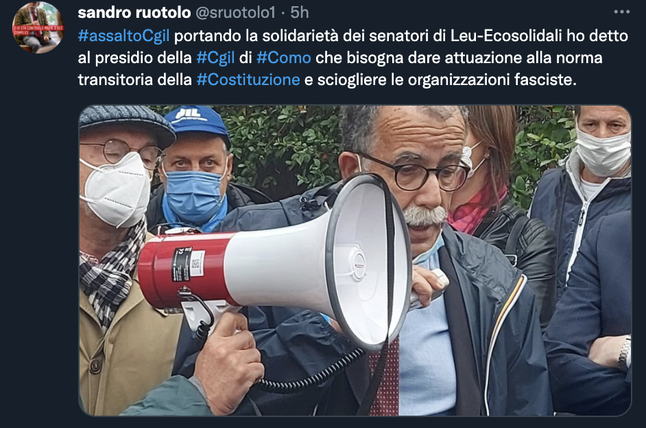 Tweet di Sadro Ruotolo