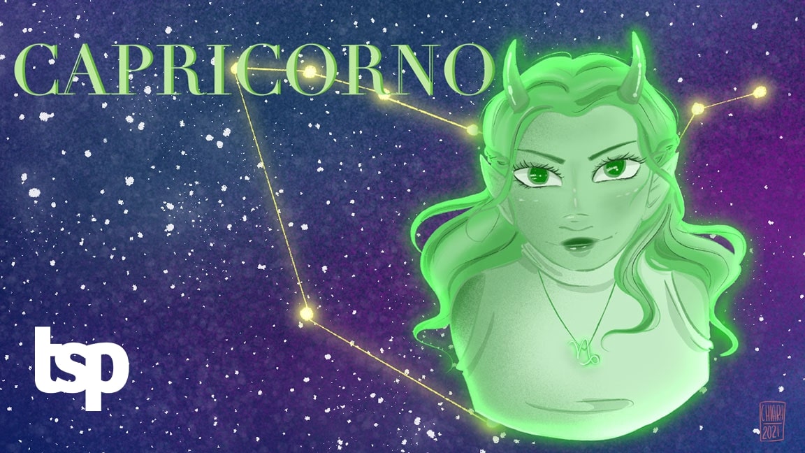 Capricorno: oroscopo su amore, lavoro e fortuna di The Social Post. Illustrazione originale di Chiara Rocchi