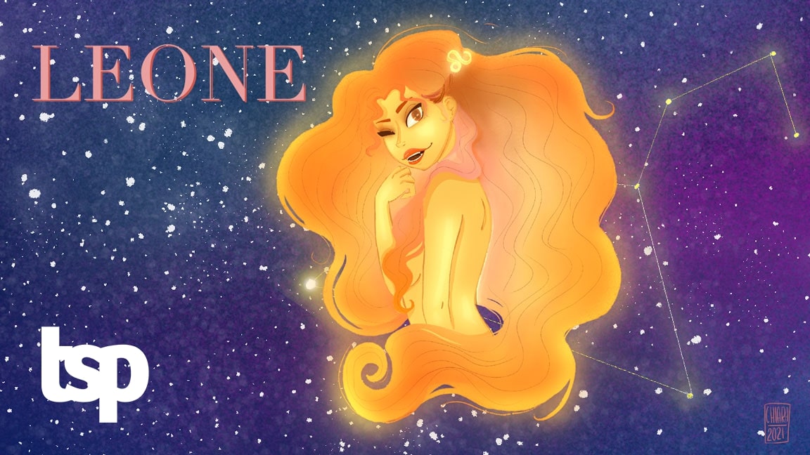 Leone: oroscopo su amore, lavoro e fortuna di The Social Post. Illustrazione originale di Chiara Rocchi