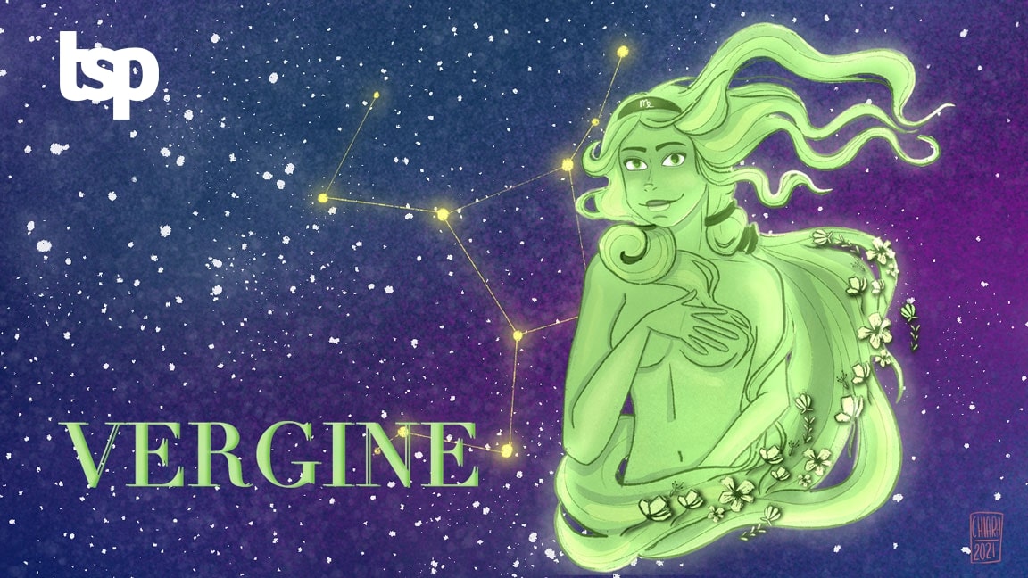 Vergine: oroscopo su amore, lavoro e fortuna di The Social Post. Illustrazione originale di Chiara Rocchi