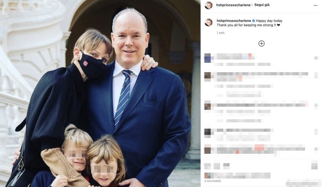 Il post su Instagram di Charlène tornata a Monaco