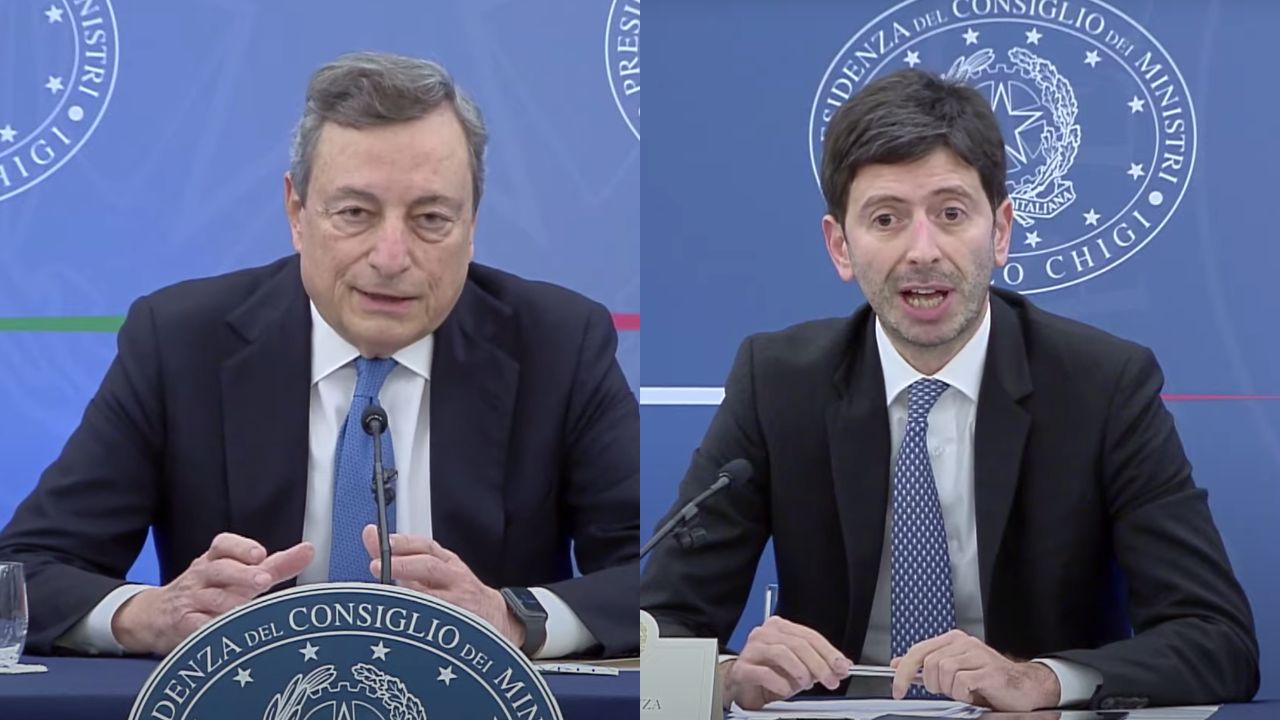 Draghi e Speranza presentano il super green pass