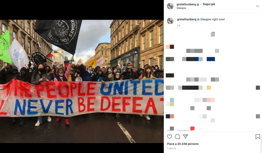 post Instagram di Greta Thunberg
