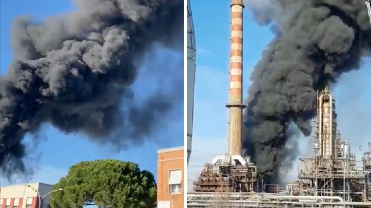 incendio in una raffineria a Livorno