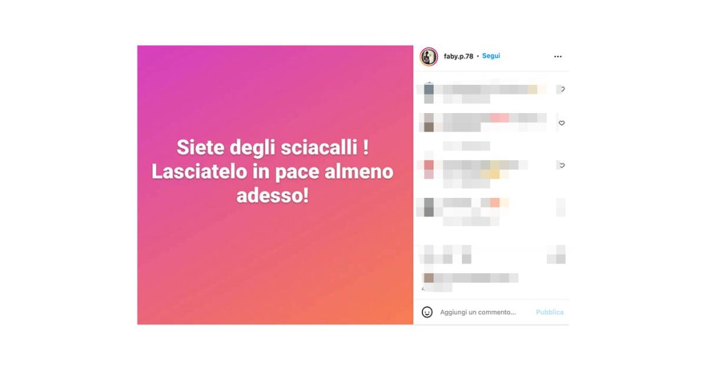 Post Instagram di Fabiola Palese