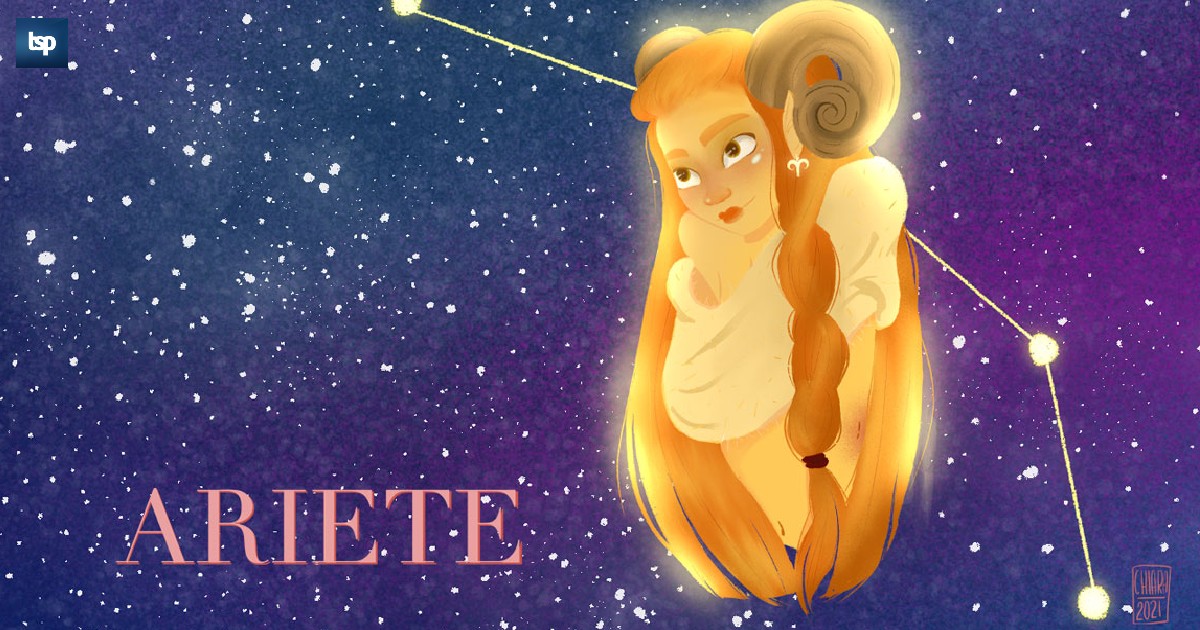 Ariete: oroscopo su amore, lavoro e fortuna di The Social Post. Illustrazione originale di Chiara Rocchi