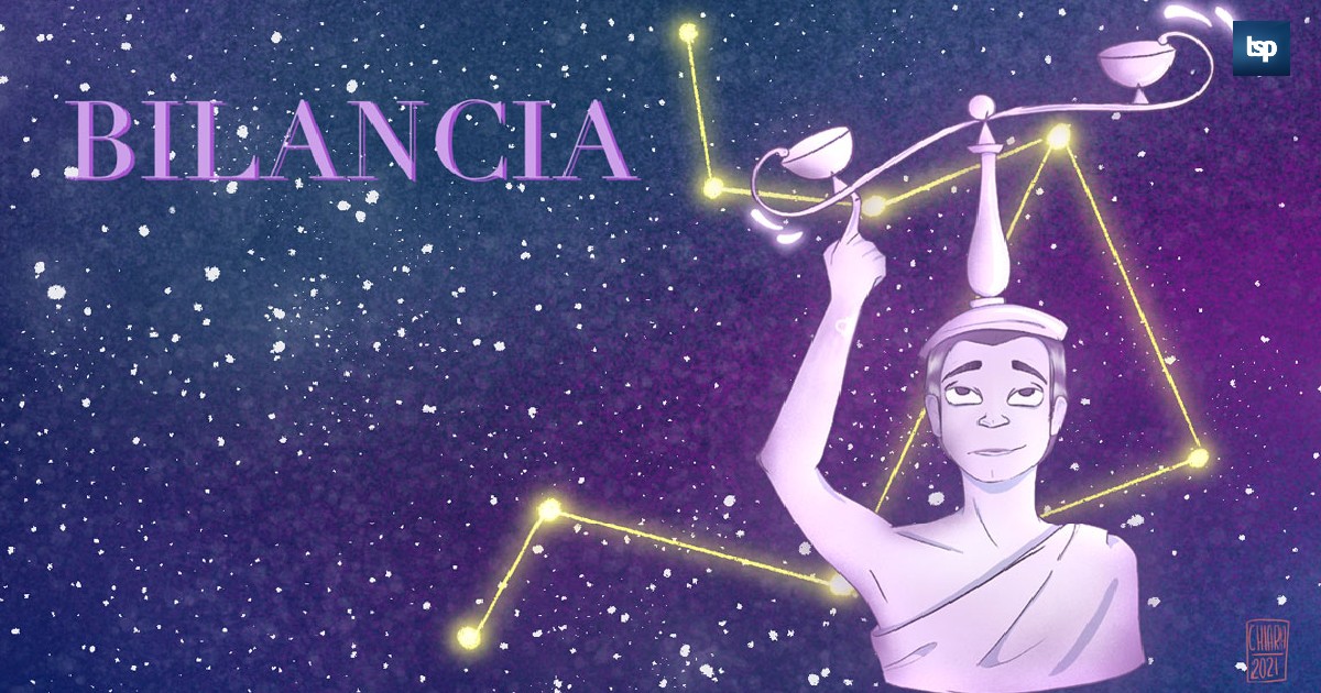 Bilancia: oroscopo su amore, lavoro e fortuna di The Social Post. Illustrazione originale di Chiara Rocchi
