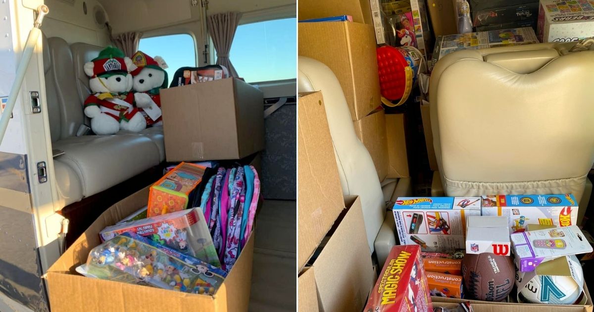 Consegna 1.000 giocattoli ai bambini colpiti dalla tragedia: il gesto dell’uomo partito con un piccolo aereo