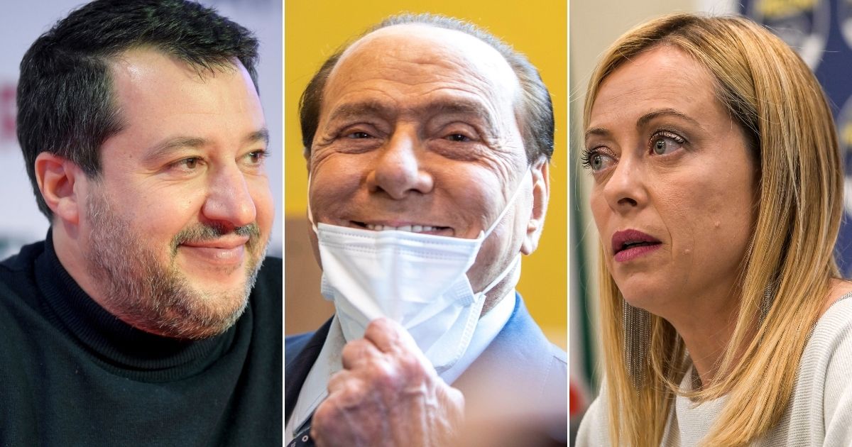 salvini, meloni e silvio berlusconi