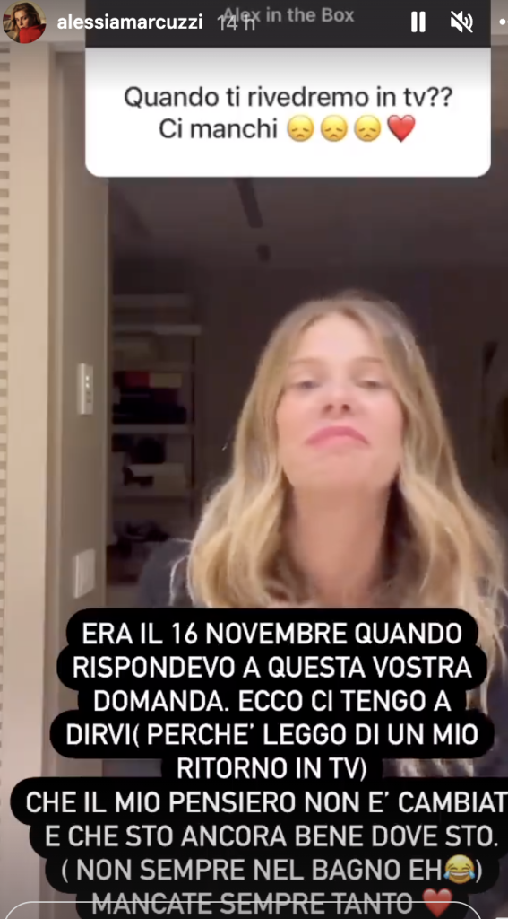 Alessia Marcuzzi sul ritorno in Tv. La risposta su Instagram