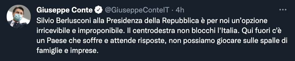 Tweet di Giuseppe Conte