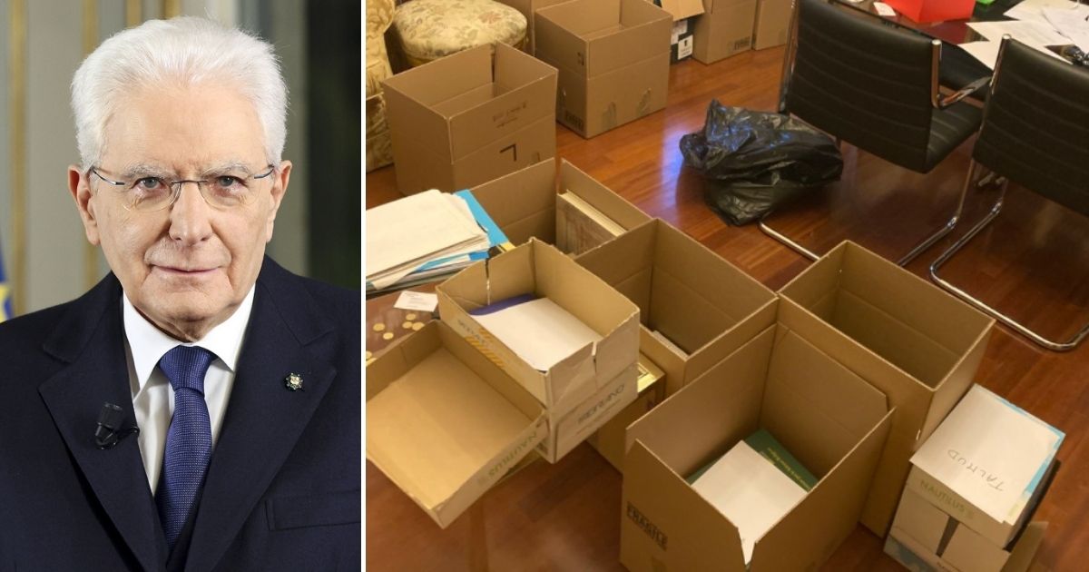Sergio Mattarella “trasloca” dal Quirinale: la foto del portavoce Giovanni Grasso con gli scatoloni pronti