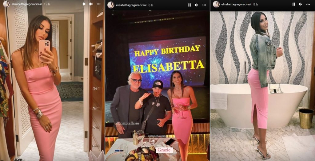 Elisabetta Gregoraci festeggia il compleanno a Dubai, la seconda festa è all'insegna del rosa