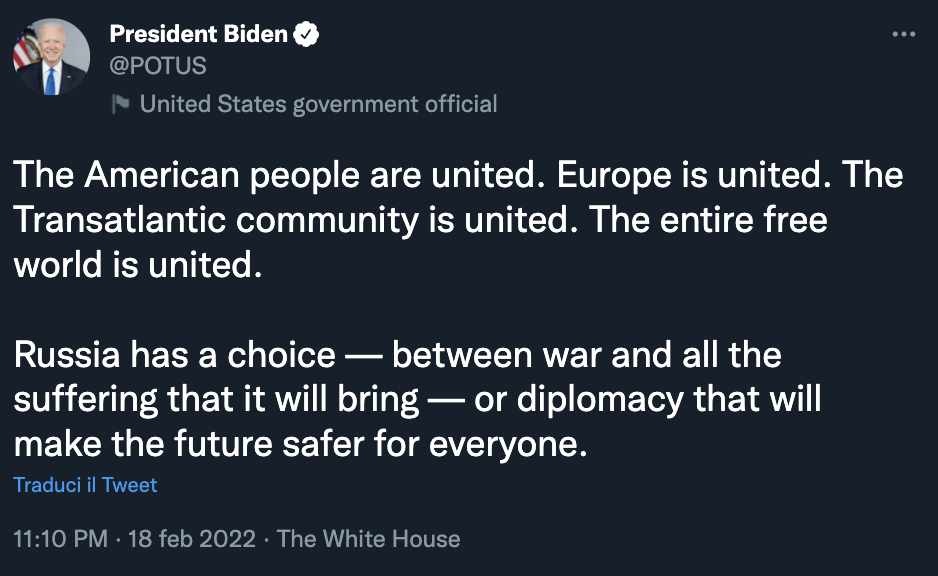 Tweet di Joe Biden
