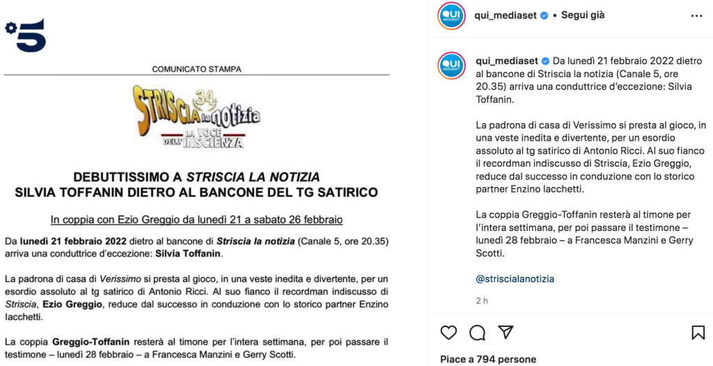 mediaset instagram